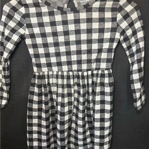 Old Navy Black & White Buffalo Plaid Long Sleeve Knit Dress